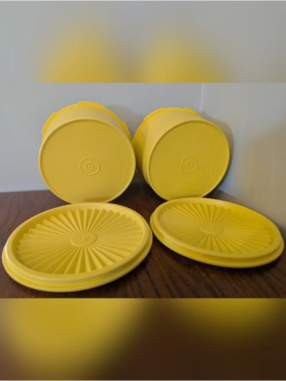 Vintage Tupperware Daffodil Yellow Servalier Canister with Lid Set of 2.